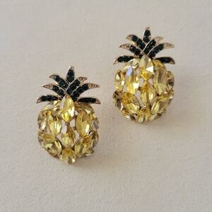 - Pineapple Rhinestone Earrings • Encrusted w/Yellow Stones • New
